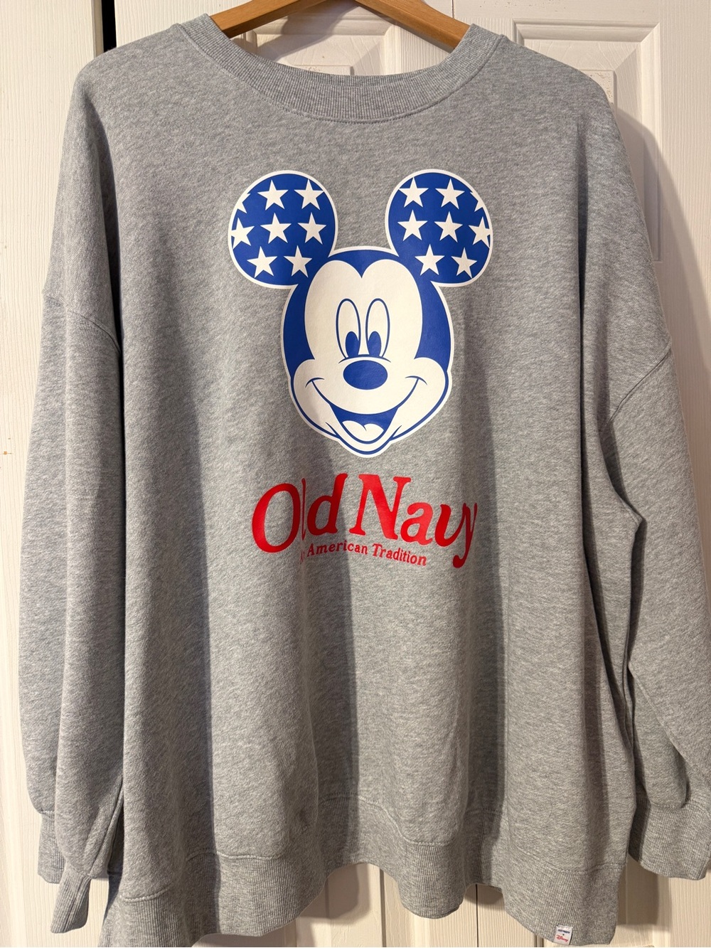 Old Navy Grey Sweatshirt with Blue Star-Pattern Mickey Mouse!